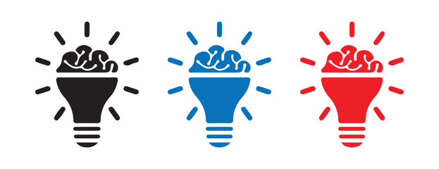 Power and Energy Concept – Lightning Bolt in Light Bulb Icon Collection