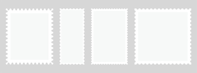 Set of postage stamp mockup blank isolated on transparent background- Vector stock