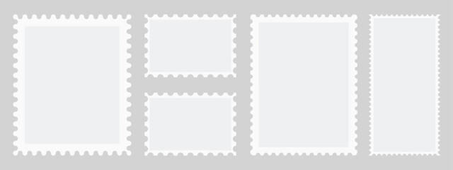 Postage stamp set. Realistic post stamps set with realistick shadow. Blank Postage Stamps on isolated background - Vector EPS 10 