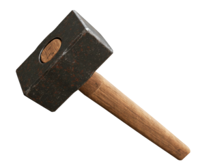 Sledgehammer with wooden handle isolated on transparent background