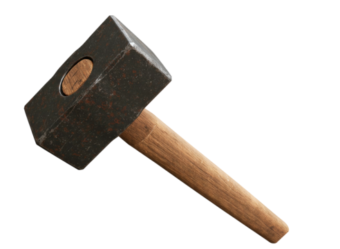 Sledgehammer with wooden handle isolated on transparent background - Powered by Adobe