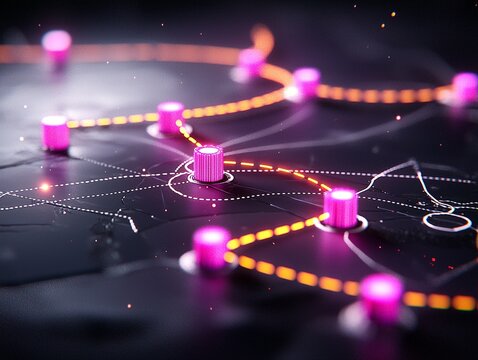 Abstract Ai Driven Logistics Map with Time Delay Color Coding