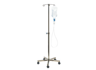 Medical iv drip stand stainless steel isolated on transparent background