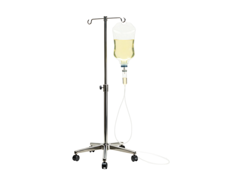 Medical iv drip stand stainless steel isolated on transparent background