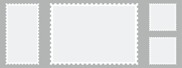 Empty postage stamp borders set. Post stamps collection. vector illustration. 