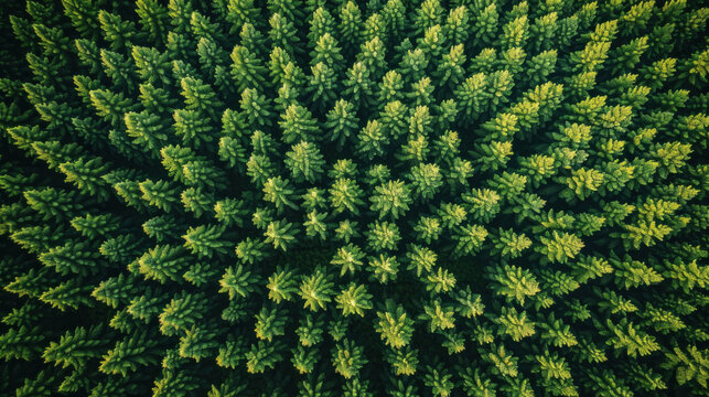 Aerial view lush evergreen forest dense tree canopy texture pattern nature photography