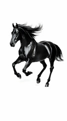 Fototapeta premium Black Horse with Flowing Mane Illustration