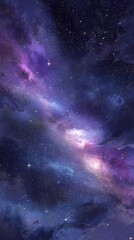 Fototapeta premium Purple and Blue Cosmic Galaxy with Sparkling Stars
