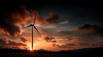 Obraz premium Modern wind turbine in a green landscape representing renewable energy and sustainable power generation solutions