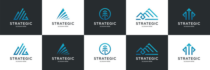 Set of accounting financial logo. Abstract symbol usable for business capital, corporate and branding.