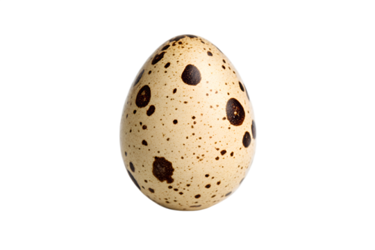 Close-up of a speckled quail egg isolated on a white background