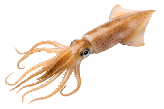 Close-up of a Freshly Caught Squid, Detailed View of Cephalopod