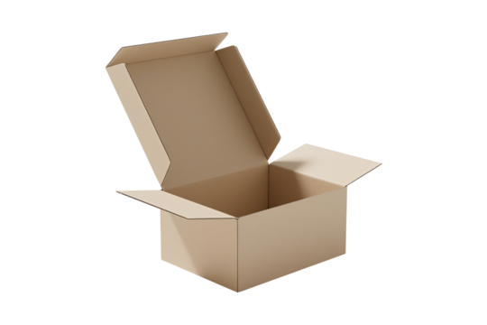open packaging box mockup angled transparent background