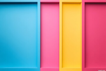 Modern abstract background with gradient geometric element in vivid pink, yellow, blue color, border template with copy space for banner, poster, web
