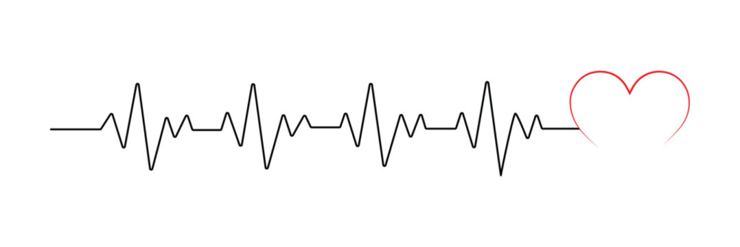 Red heartbeat line icon. Vector illustration isolated on a white background. Eps 10. With love in heart.  