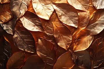 Shiny bronze gold foil leaf texture, background with glass effect  illustration for prints, cmyk color mode