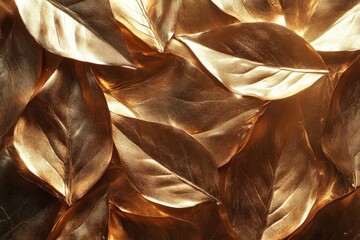 Shiny bronze gold foil leaf texture, background with glass effect  illustration for prints, cmyk color mode