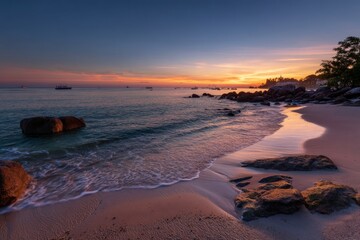 Serene Sunset Over Tropical Beach