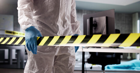 Investigator's Black Hand Secures Crime Scene Tape