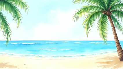 Tropical Paradise: Serene Coconut Beach with Swaying Palms, Crystal Waters, and Soft Sands - Perfect for Ultimate Leisure and Relaxation in Photo Stock Concept