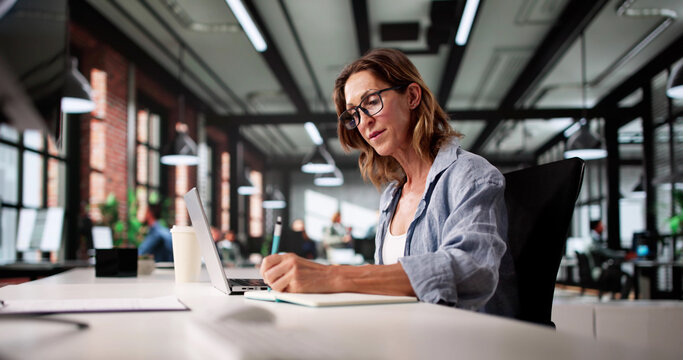 Young Woman Preparing For Virtual Webinar
