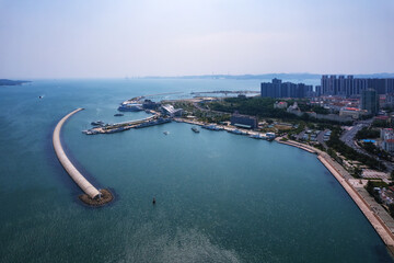 China, Weihai, coastline, city, city skyline, architectural landscape, building, architecture, background, metropolis, downtown,