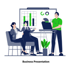 Business communication and presentation concept vector illustration set. Meeting and brainstorm, corporate presentation, creative ideas and solutions