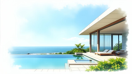 Obraz premium Stunning Beachfront Luxury Villa with Glass Walls, Infinity Pool, and Ocean Views - Perfect for Your Dream Getaway