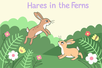 Hares in the Ferns: A Floral Spring Tale