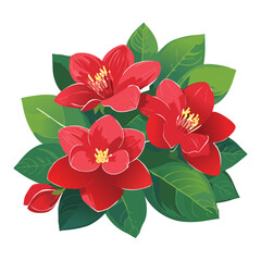 Vibrant Red Flowers Cluster Illustration
