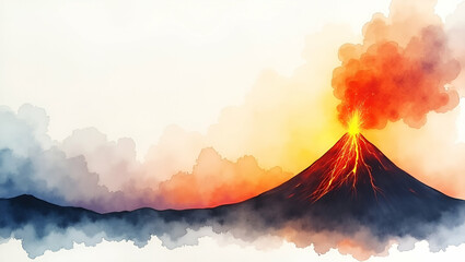 Fototapeta premium Panoramic Time Lapse of Volcano Activity: Lava Fountain Intensity & Ash Clouds Over One Hour - Stock Photo with Left Space