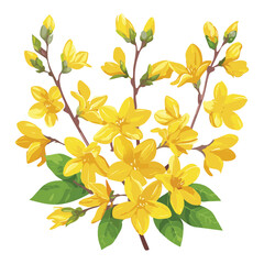 Cheerful Yellow Forsythia Blossom