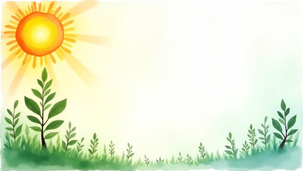 Solar sun and green technology border frame with copy space for World Environment Day renewable initiatives concept as Solar sun and green technology forming a border with copy space for renewable ini