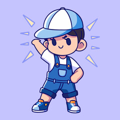 Happy Little Boy Posing Confidently