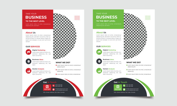 Corporate business flyer template, modern template, in two color, and modern design, perfect for creative professional business, marketing, business proposal, promotion, advertise, publication, cover