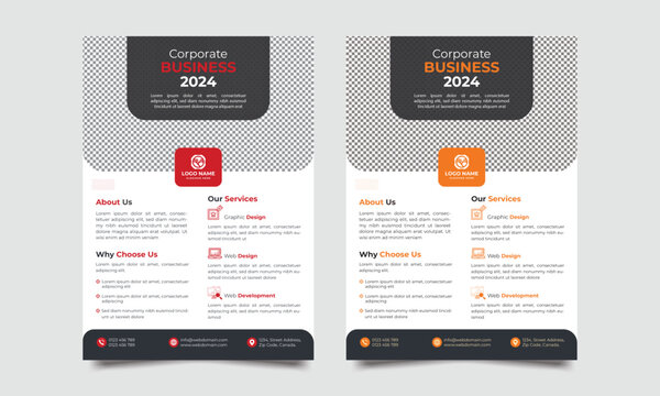 Corporate business flyer template, modern template, in two color, and modern design, perfect for creative professional business, marketing, business proposal, promotion, advertise, publication, cover