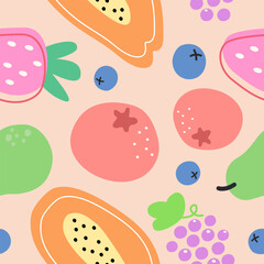 Cute mix fruits pattern background vector design