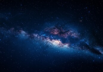 Fototapeta premium Stunning Milky Way Galaxy at Night, Deep Blue and Purple Hues, Cosmic Dust and Starry Sky