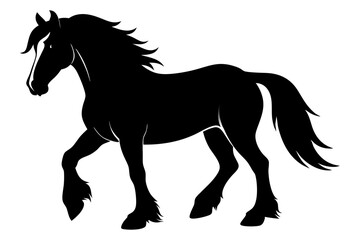 Strong Clydesdale Horse Silhouette Drawing