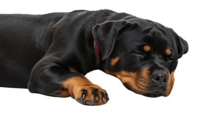 Rottweiler puppy sleeping cute canine pet dog breed animal portrait domestic friend adorable resting calm face