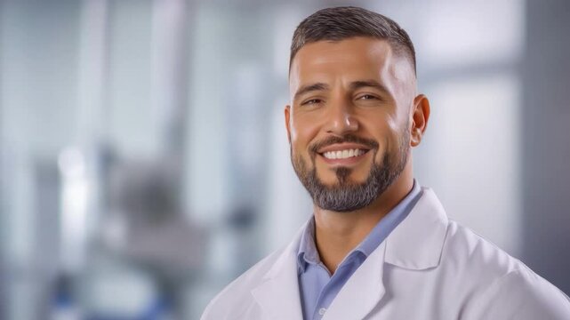 Confident Professional: A distinguished and capable professional wearing a crisp, white coat, embodies expertise and approachability, conveying a sense of trust and reliability.