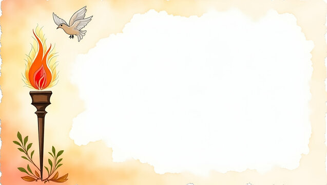 MLK Day Frame: Symbolic Torch & Peace Dove - Inspirational Text Space - Celebrate Martin Luther King Jr. Day with a Meaningful Photo Stock Concept