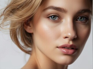 Obraz premium woman with a beautiful face and perfect clean fresh skin cute female model with natural makeup