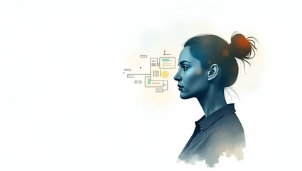 Photo Realistic Employee Profile with E-Learning Module: Symbolizing Digital Learning and Self-Paced Training for Business and Tech Ads