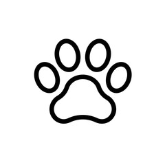Simple outline of a pet paw print icon in minimalist style  