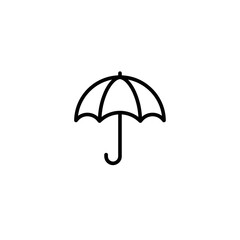 Simple line drawing of an umbrella on a white background  