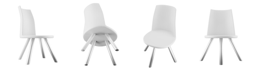 3D Modern armless dining chair, Minimalist white side chair with metal tube legs