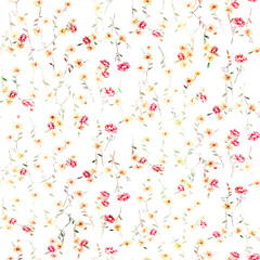 watercolor small flower pattern on white background