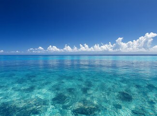 Fototapeta premium Vibrant Blue Ocean Scene Under a Clear Summer Sky