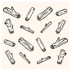 Hand-Drawn Cinnamon Sticks Doodle Pattern